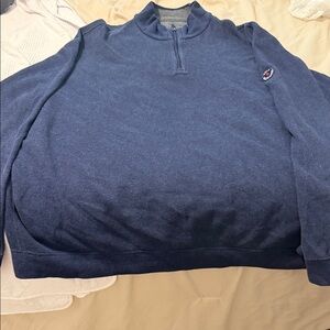 Men's Navy Blue/gray Reversible Half-Zip Sweater